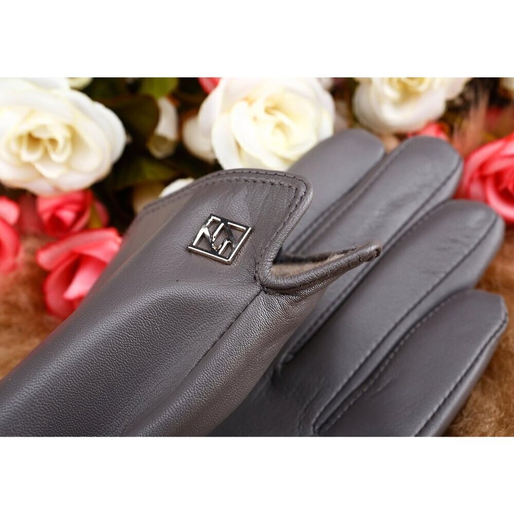 ❤️Women's  Grey Italian Leather Gloves Lambskin Winter Comfort Gloves - Picture 9 of 9